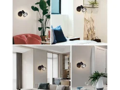 NETTLIFE Focos de pared negros Focos de pared retro - Lámpara de pared E14 Lámpara de pared vintage ajustable 1 llama 350°40W