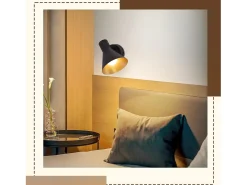 NETTLIFE Focos E14 Negro Retro Giratorio 330° Foco de Pared de Metal Lámpara de Pasillo para Dormitorio Sala de Estar Escalera