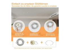 NETTLIFE Kit 6 Focos empotrables GU10 Marco base 230 V Luz 50 mm Foco de aluminio orientable 30° para bombillas halógenas LED