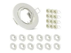 NETTLIFE Kit 12 Focos GU10 Blanco Casquillos Empotrables en Marco 230 V 50 mm Metal Orientable 30° para LED Halógenos