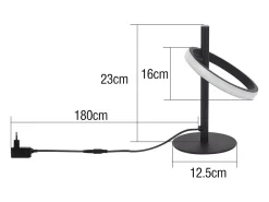 NETTLIFE Lampara de mesa LED blanca moderna en forma de anillo, lámpara de noche rotativa con anillos extraíbles de 13W.