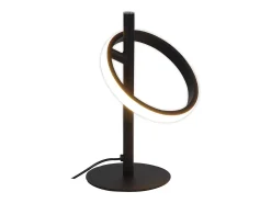 NETTLIFE Lampara de mesa LED blanca moderna en forma de anillo, lámpara de noche rotativa con anillos extraíbles de 13W.