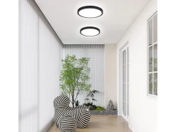 NETTLIFE LED - Iluminación de techo, plana, 18 cm - 15 W, negro, 6000 K - Iluminación moderna para la cocina, el pasillo, el dormitorio.
