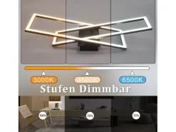 NETTLIFE LED Deckenleuchte Wohnzimmer Schwarz 36W Dimmbar Deckenlampe Büro Kinderzimmer