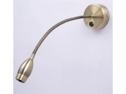 NETTLIFE LED Lector mural, lámpara de lectura, lámpara de cama mural, 2 lámparas de cama de cuello de cisne, bronce, 3W, 3000K, de cobre, 360°.