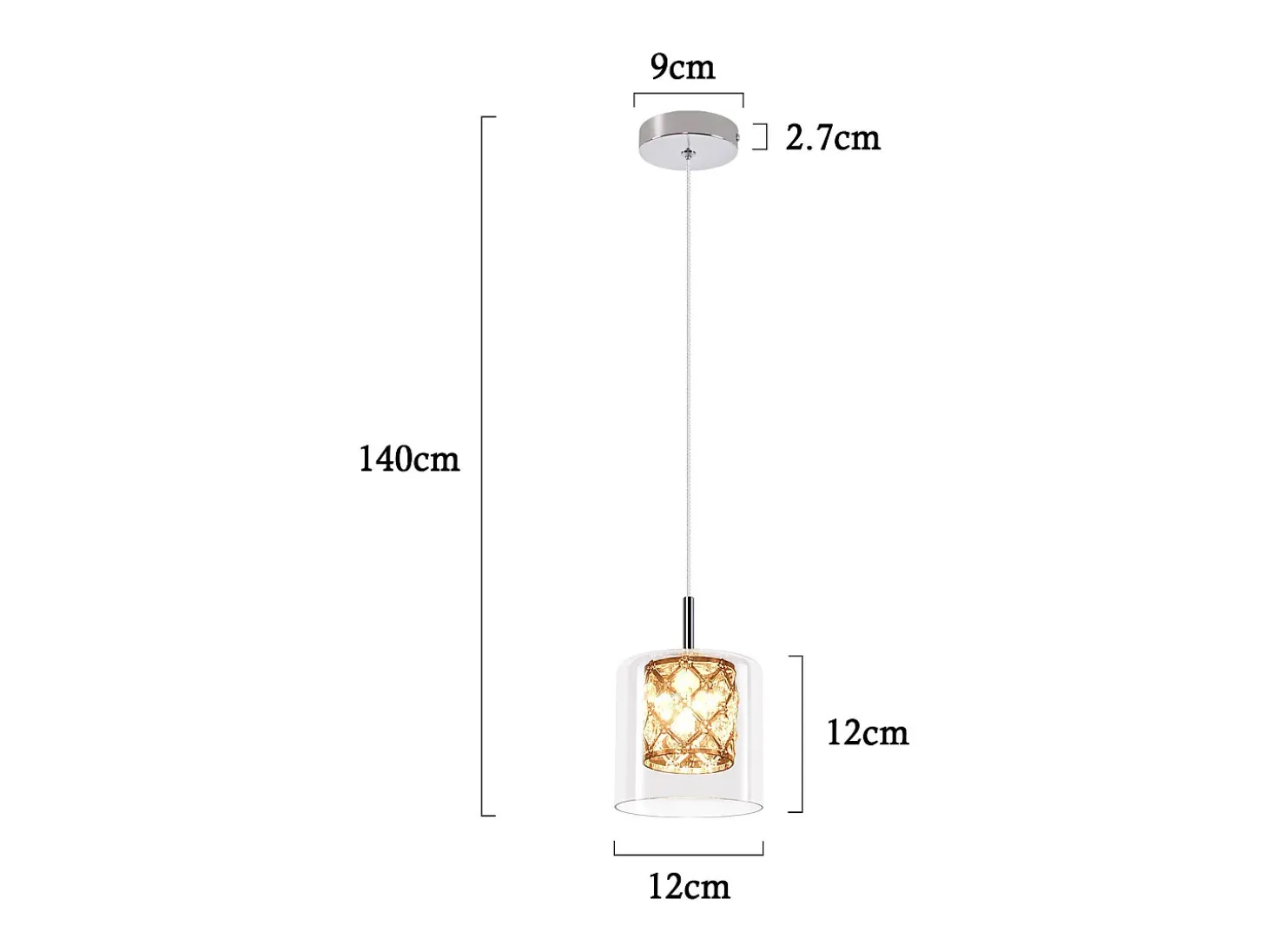 NETTLIFE Lámpara colgante moderna de cristal G9 para comedor, altura ajustable