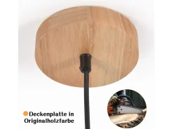 NETTLIFE Lámpara colgante de madera, lámpara colgante E27, lámpara de mesa de comedor vintage, lámpara de comedor hecha de vidrio
