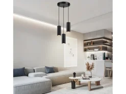 NETTLIFE Lámpara colgante de metal negro Diam.20 cm GU10 3 llamas mesa de salón lámpara industrial moderna para interior cocina
