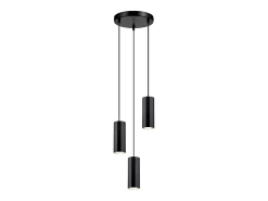 NETTLIFE Lámpara colgante de metal negro Diam.20 cm GU10 3 llamas mesa de salón lámpara industrial moderna para interior cocina