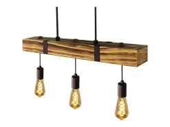 NETTLIFE Lámpara colgante Comedor Mesa de comedor Madera vintage E27 Lámpara colgante 61 CM Industrial