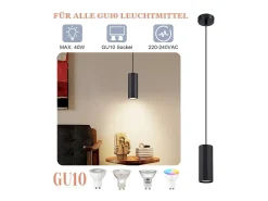 NETTLIFE Lámpara colgante de metal negro diámetro 170 cm GU10 1 llama moderna sala de estar industrial para interior cocina dormitorio