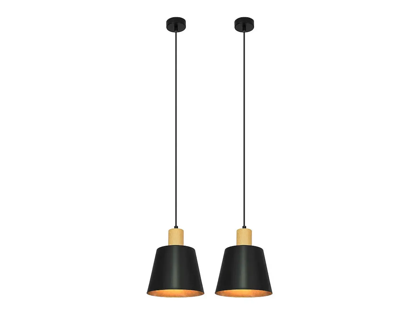 NETTLIFE Lámpara colgante vintage para comedor, 2 lámparas colgantes negras, lámpara colgante industrial E27, metal retro
