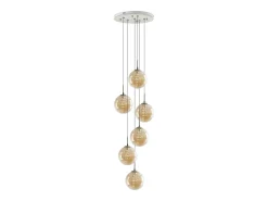 NETTLIFE Lámpara colgante de cristal Diam.31cm G9 bola de mesa de ámbar regulable en altura 6 lámparas en la lámpara de salón lámpara de dormitorio