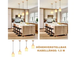 NETTLIFE Lámpara colgante de madera blanca diámetro 173 cm E14 1 llama lámpara rústica vintage para habitación lámpara de tela para salón