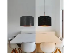 NETTLIFE Lámpara Colgante Tela Negra Dorada Diam.38CM E27 Pantalla Moderna de Tela de Cielo Estrellado Vintage para Sala de Estar Dormitorio