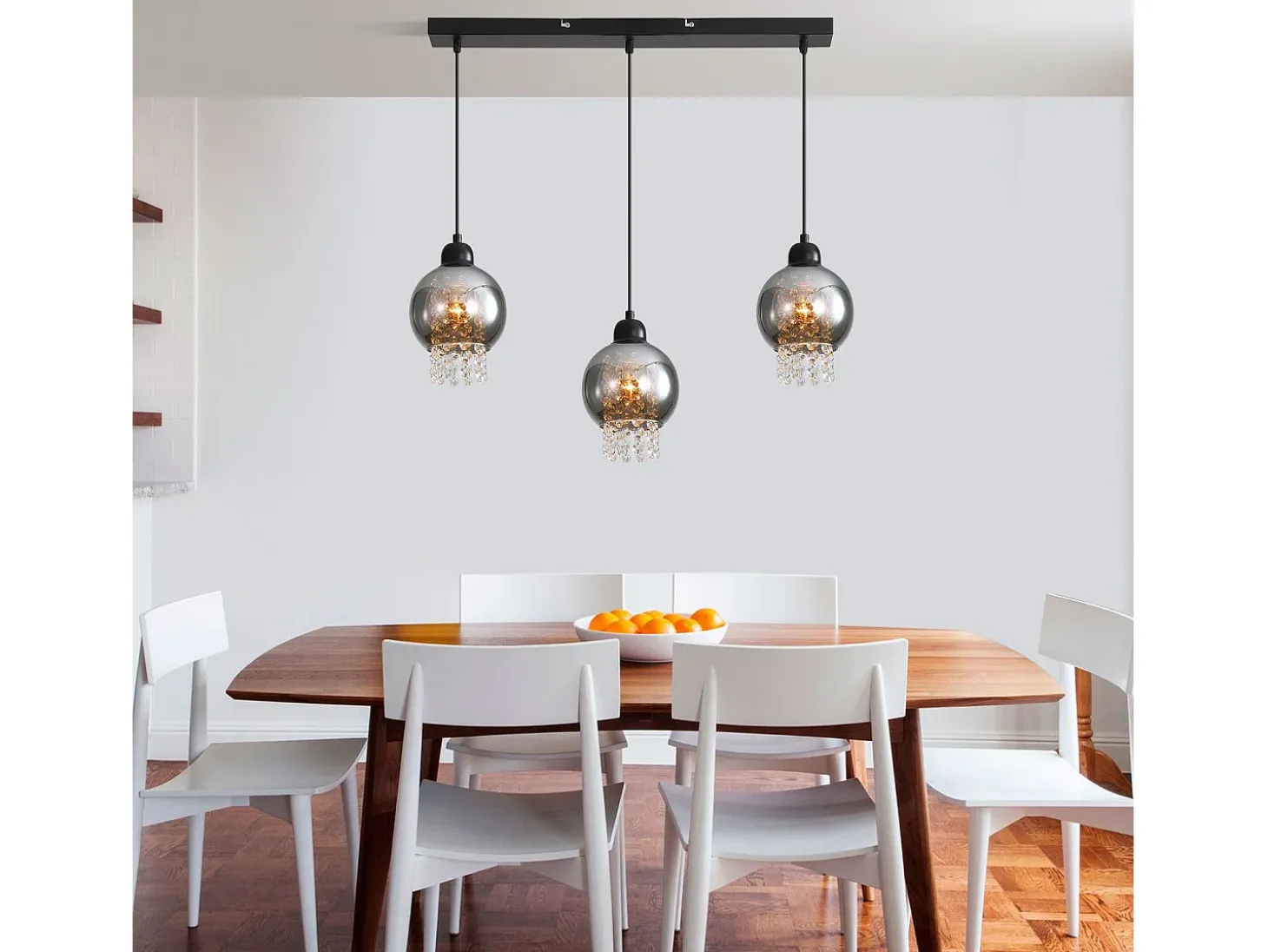NETTLIFE Lámpara colgante de cristal negro para mesa de comedor, moderna lámpara colgante E27 para sala de estar