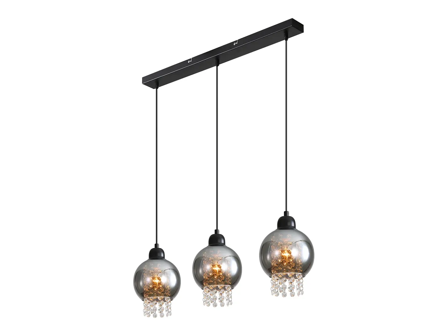 NETTLIFE Lámpara colgante de cristal negro para mesa de comedor, moderna lámpara colgante E27 para sala de estar