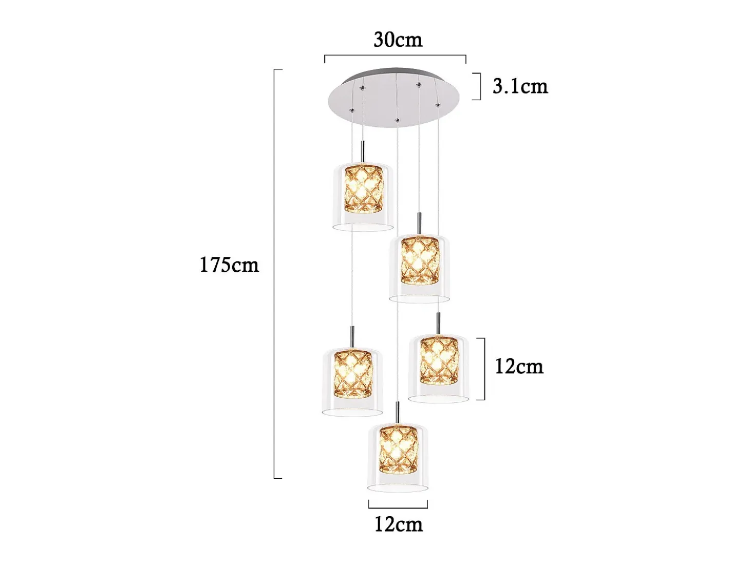 NETTLIFE Lámpara colgante moderna de cristal G9 para comedor, altura ajustable