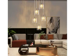 NETTLIFE Lámpara colgante moderna de cristal G9 para comedor, altura ajustable