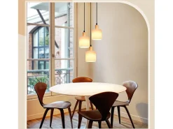 NETTLIFE Lámpara colgante de madera blanca Diam.20 cm E14 vintage 3 bombillas redondas para comedor restaurante cocina dormitorio oficina