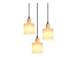 NETTLIFE Lámpara colgante de madera blanca Diam.20 cm E14 vintage 3 bombillas redondas para comedor restaurante cocina dormitorio oficina