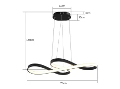 NETTLIFE Lámpara Colgante LED Silicona Negro Diam.75cm Regulable con Mando a Distancia Diseño Moderno para Estudio Salón Cocina Oficina 47W
