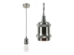 NETTLIFE Lámpara Colgante Aluminio Plata Diam.10cm E27 Lámpara Vintage con Cable Industrial Edison de 1,3M con Marquesina para Salón Bar Pub Bodega