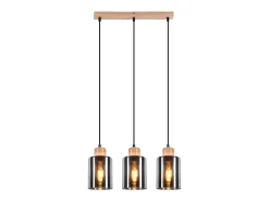NETTLIFE Lámpara colgante de madera, lámpara colgante E27, lámpara de mesa de comedor vintage, lámpara de comedor hecha de vidrio