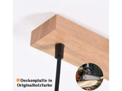 NETTLIFE Lámpara colgante de madera, lámpara colgante E27, lámpara de mesa de comedor vintage, lámpara de comedor hecha de vidrio