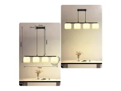 NETTLIFE Lámpara colgante vintage para mesa de comedor, lámpara colgante para salón, comedor, 4 luces, color blanco