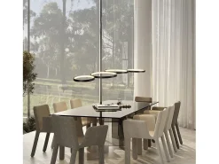 NETTLIFE Lámpara colgante LED en aluminio negro Diam.150 cm 54W Lámpara moderna Diseño 4 anillos Lámpara de mesa de regulable con suspensión