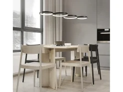 NETTLIFE Lámpara colgante LED en aluminio negro Diam.150 cm 54W Lámpara moderna Diseño 4 anillos Lámpara de mesa de regulable con suspensión