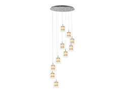 NETTLIFE Lámpara colgante moderna de cristal G9 para comedor, altura ajustable
