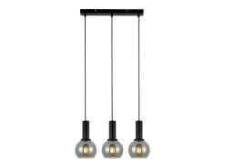 NETTLIFE Lámpara colgante vintage de 3 llamas de cristal E27, lámpara de comedor de altura ajustable industrial