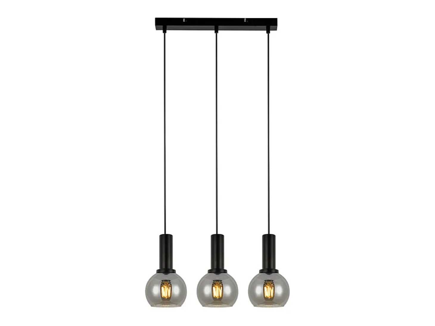 NETTLIFE Lámpara colgante vintage de 3 llamas de cristal E27, lámpara de comedor de altura ajustable industrial