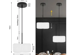 NETTLIFE Lámpara colgante vintage para mesa de comedor, lámpara colgante para salón, comedor, 1 llama blanca