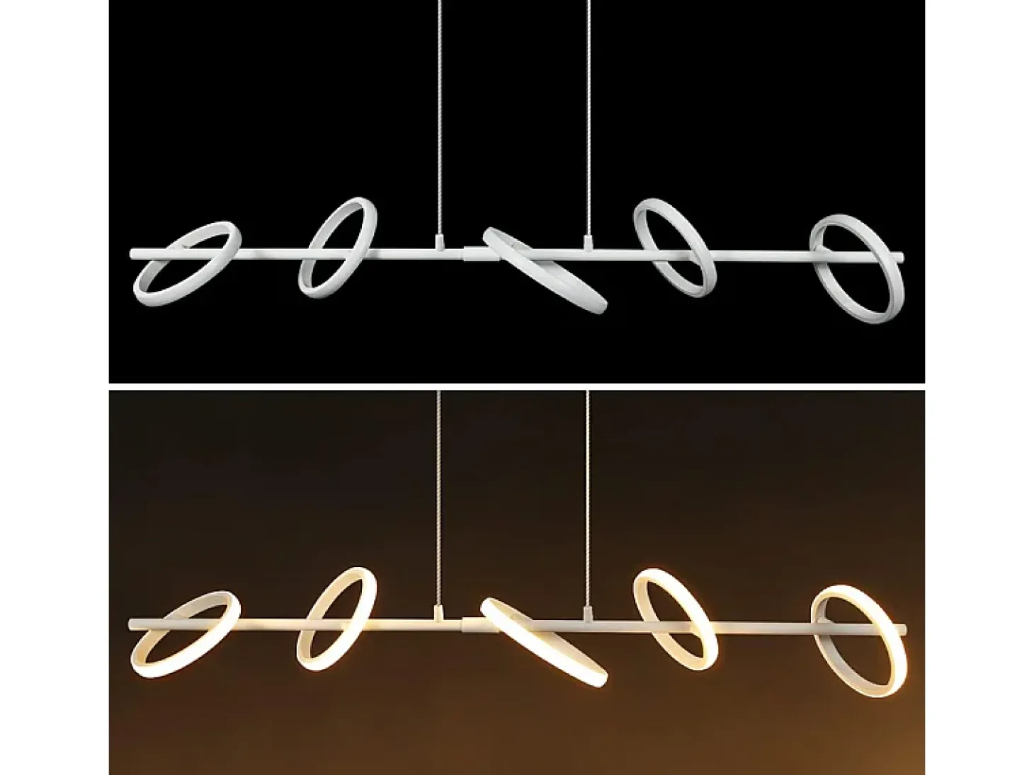 NETTLIFE Lámpara colgante LED moderna de 31 W con anillos rotativos amovibles de luz blanca cálida 3000 K