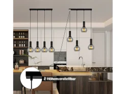 NETTLIFE Lámpara colgante para mesa de comedor, de cristal, 4 luces, vintage, E27, estilo retro.