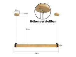 NETTLIFE Lámpara Colgante LED Vintage Regulable Diam.100CM Madera y Metal 19W Lámpara de Industrial para Salón Dormitorio Oficina