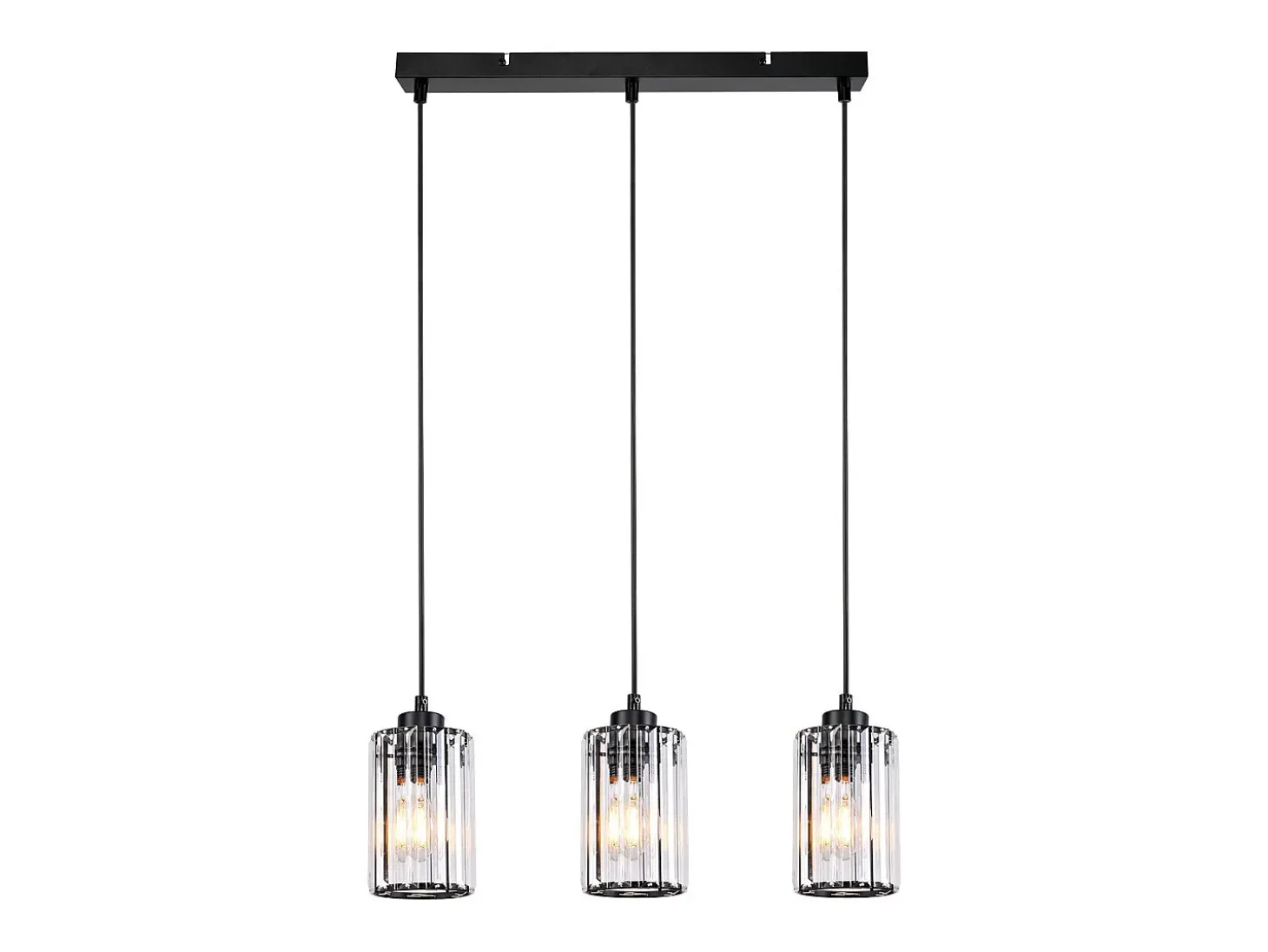 NETTLIFE Lámpara colgante moderna de cristal negro para mesa de comedor, 3 llamas, E27