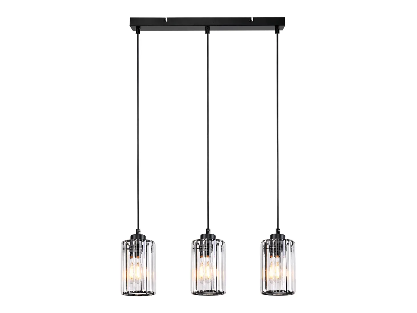 NETTLIFE Lámpara colgante moderna de cristal negro para mesa de comedor, 3 llamas, E27