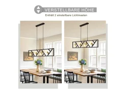 NETTLIFE Lámpara Colgante Vintage Negro y Dorado 4 llamas E27 Metal Diam.100CM Lámpara Retro de Comedor para Sala Cocina