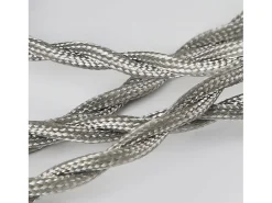 NETTLIFE Lámpara Colgante de Metal Plateado Diam.10 cm Casquillo E27 Vintage con Cable Industrial Edison de 1,3 M con Dosel de Montaje en Techo