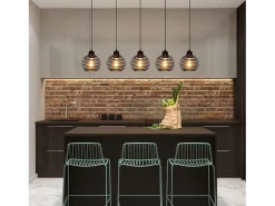 NETTLIFE Lámpara Colgante E27 Negro Diam.15cm Diseño Vintage de Resorte de Metal con Enchufe e Interruptor Retro para Salón Cocina Máx.40W