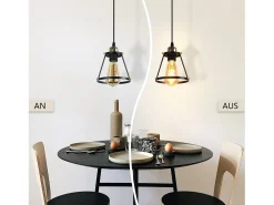NETTLIFE Lámpara colgante E27 negro Diam.15cm metal vintage para comedor cocina salón restaurante 150cm