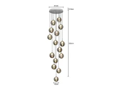 NETTLIFE Lámpara colgante de cristal ámbar moderna Diam.41cm G9 Escalera Lámpara de araña ajustable en altura 15 bombillas Lámpara de de para