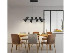 NETTLIFE Lámpara colgante de metal negro diámetro 66 cm GU10 4 llamas moderna sala de estar industrial para interior cocina dormitorio