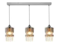 NETTLIFE Lámpara colgante moderna de 3 bombillas E27, diámetro de 60 cm, altura ajustable, cristal y cristal, para comedor, máx. 25 W.