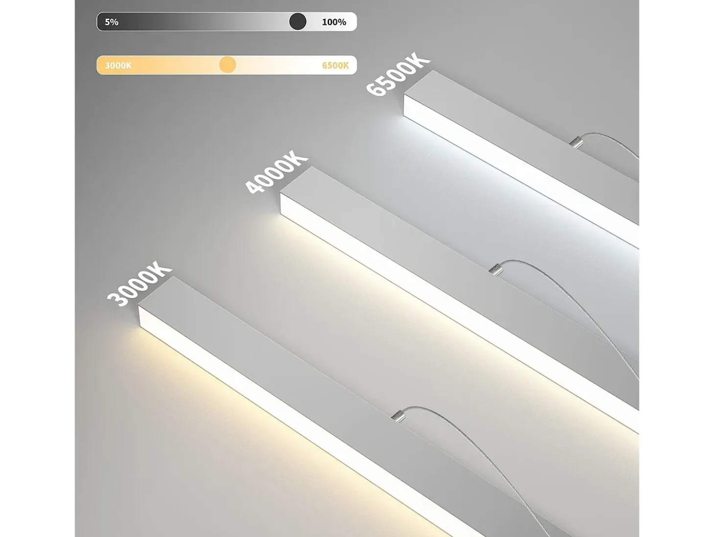 NETTLIFE Lámpara Colgante LED 32W Blanco Diam.107CM Moderna Aluminio Regulable Altura Regulable con Diseño Largo Lineal para