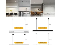 NETTLIFE Lámpara Colgante LED 32W Blanco Diam.107CM Moderna Aluminio Regulable Altura Regulable con Diseño Largo Lineal para
